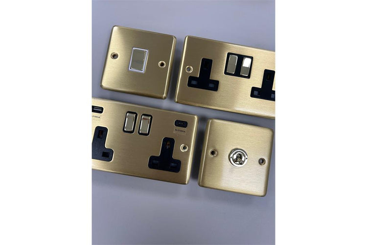 Contour Satin Brass Sockets and Switches