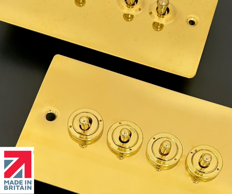 Flat Polished Brass Sockets and Switches