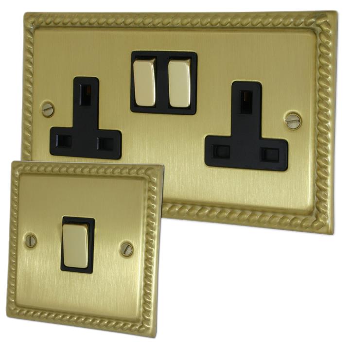 Georgian Satin Brass Sockets and Switches