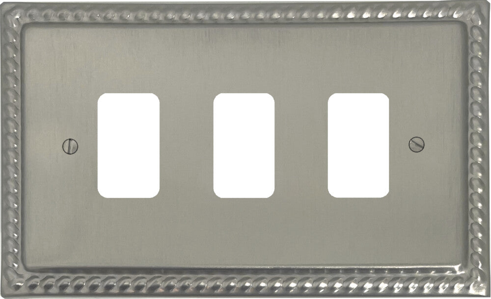 Georgian Satin Nickel 3 Gang Grid Plate