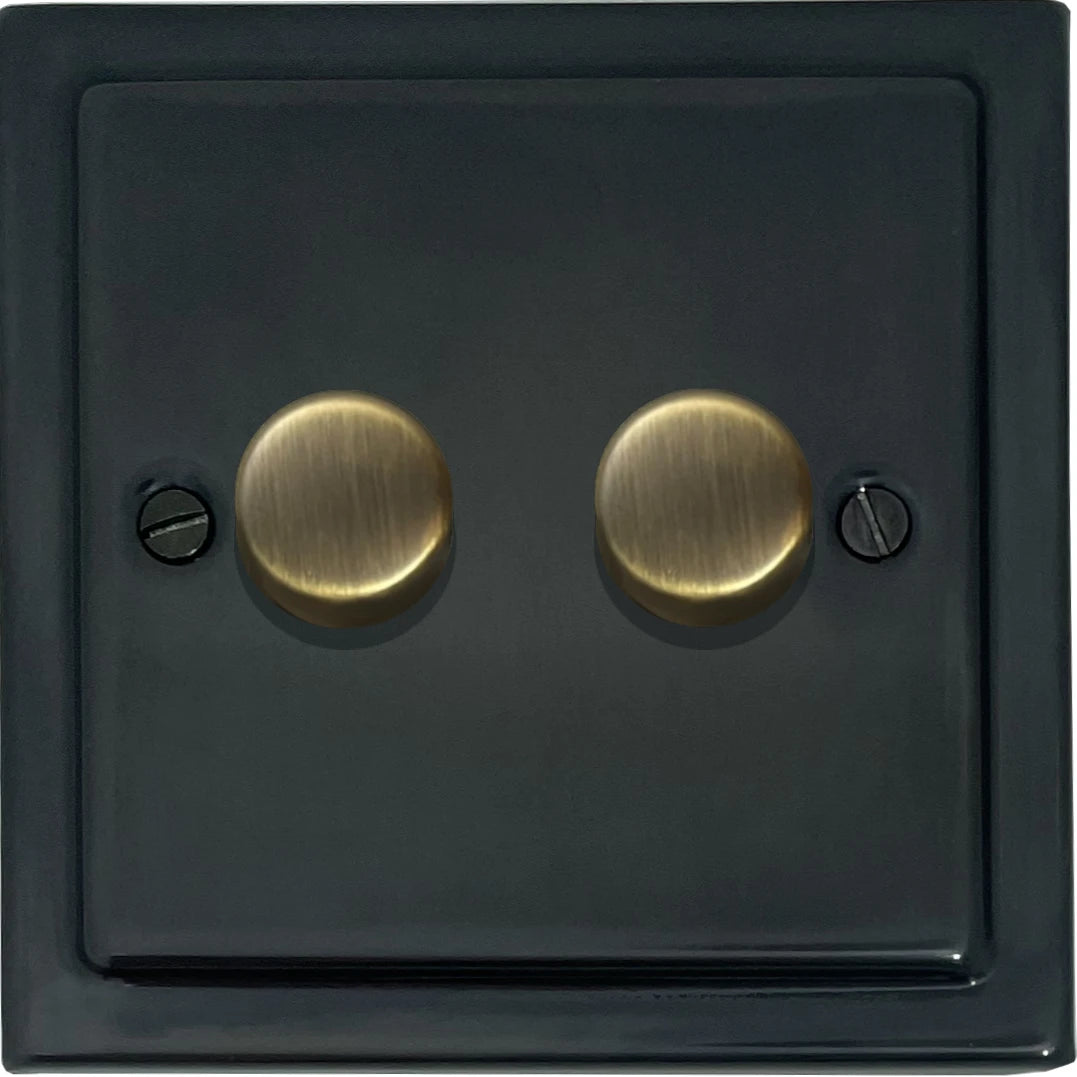 Victorian Black Bronze 2 Gang LED Dimmer