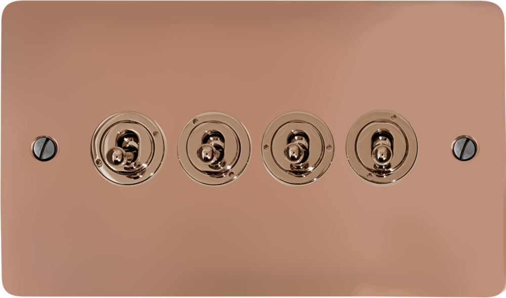 Flat Bright Copper 4 Gang Toggle