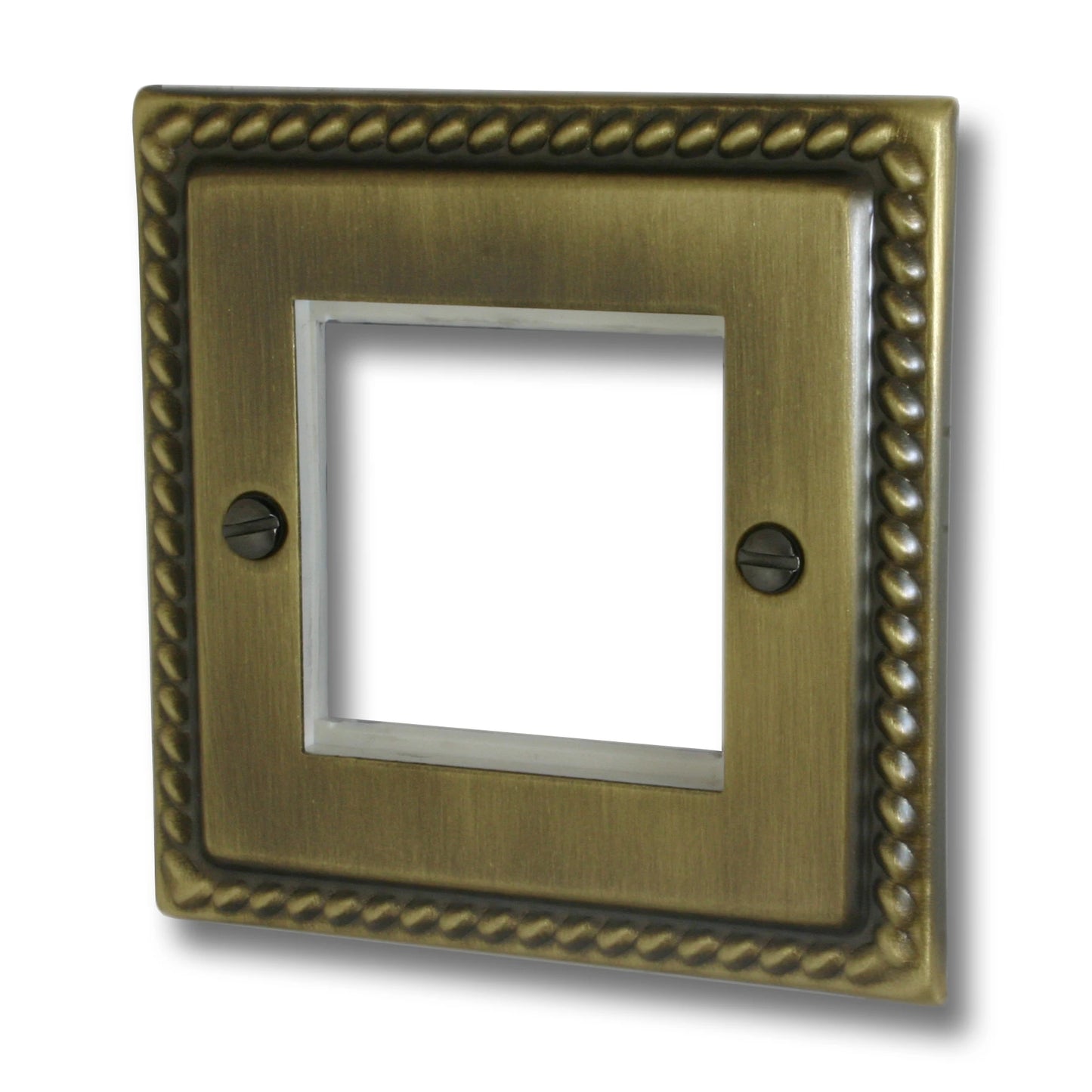 Georgian Antique Brass 2 Gang 2 Module Plate
