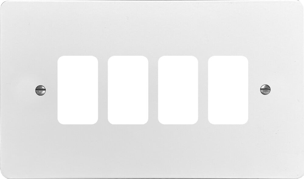 Flat White 4 Gang Grid Plate