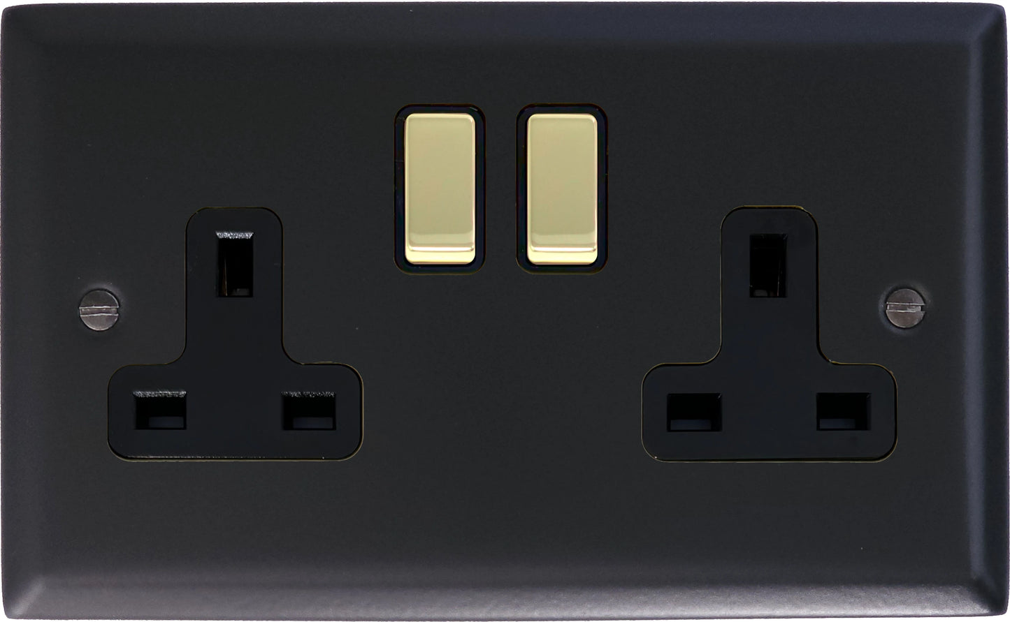 Spectrum Flat Black 2 Gang Socket