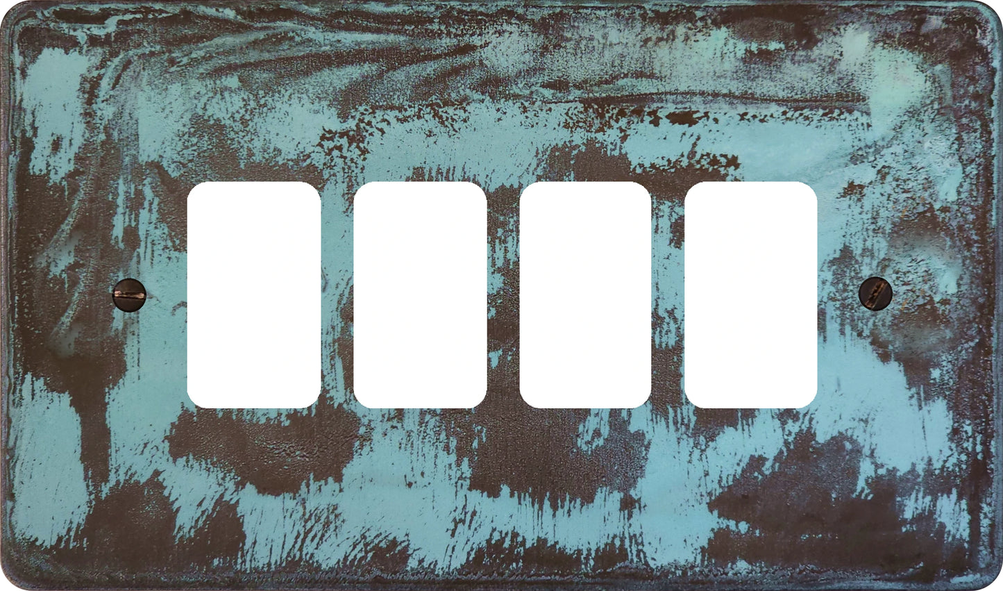 Flat Verdigris 4 Gang Grid Plate