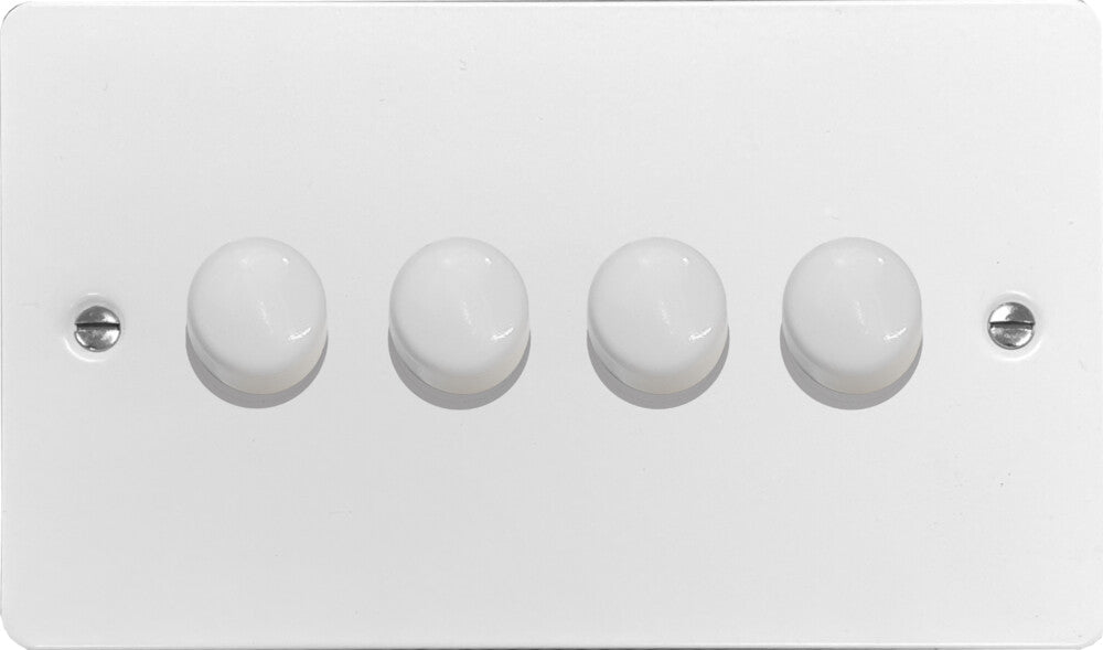 Flat White 4 Gang 120W LED Dimmer