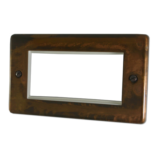 Contour Tarnished Copper 2 Gang 4 Mod Plate + Frame