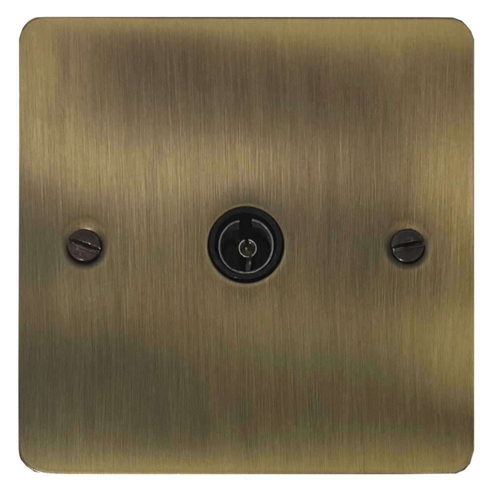 Flat Light Antique Brass 1 Gang Coax Socket