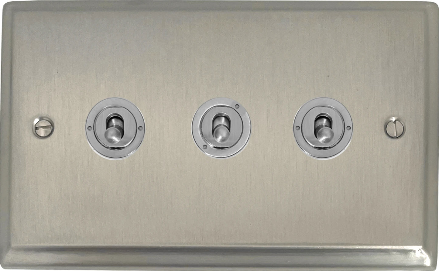 Deco Satin Nickel 3 Gang Toggle (Brushed Steel Toggle)