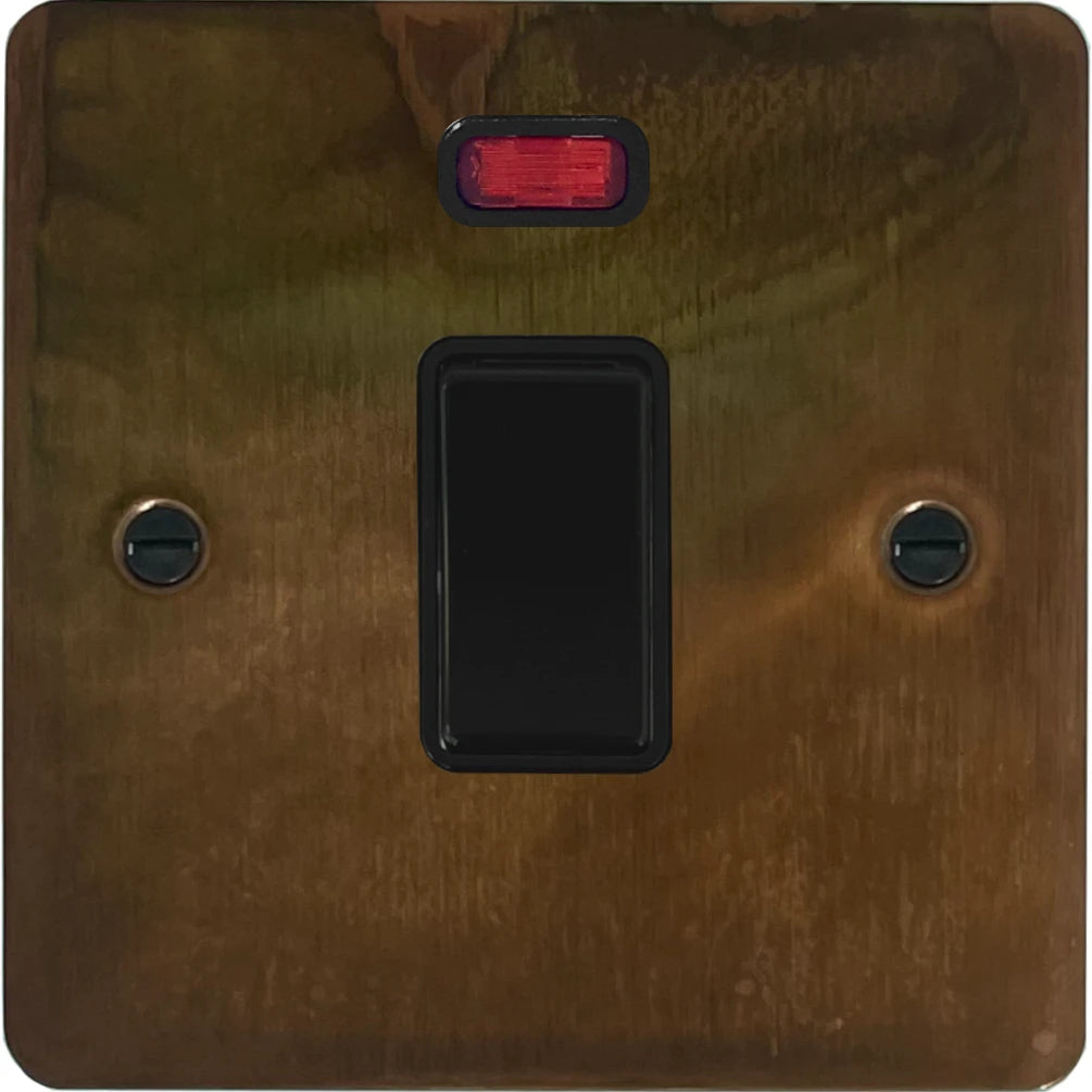 Flat Tarnished Copper 20A Dp Switch + Neon