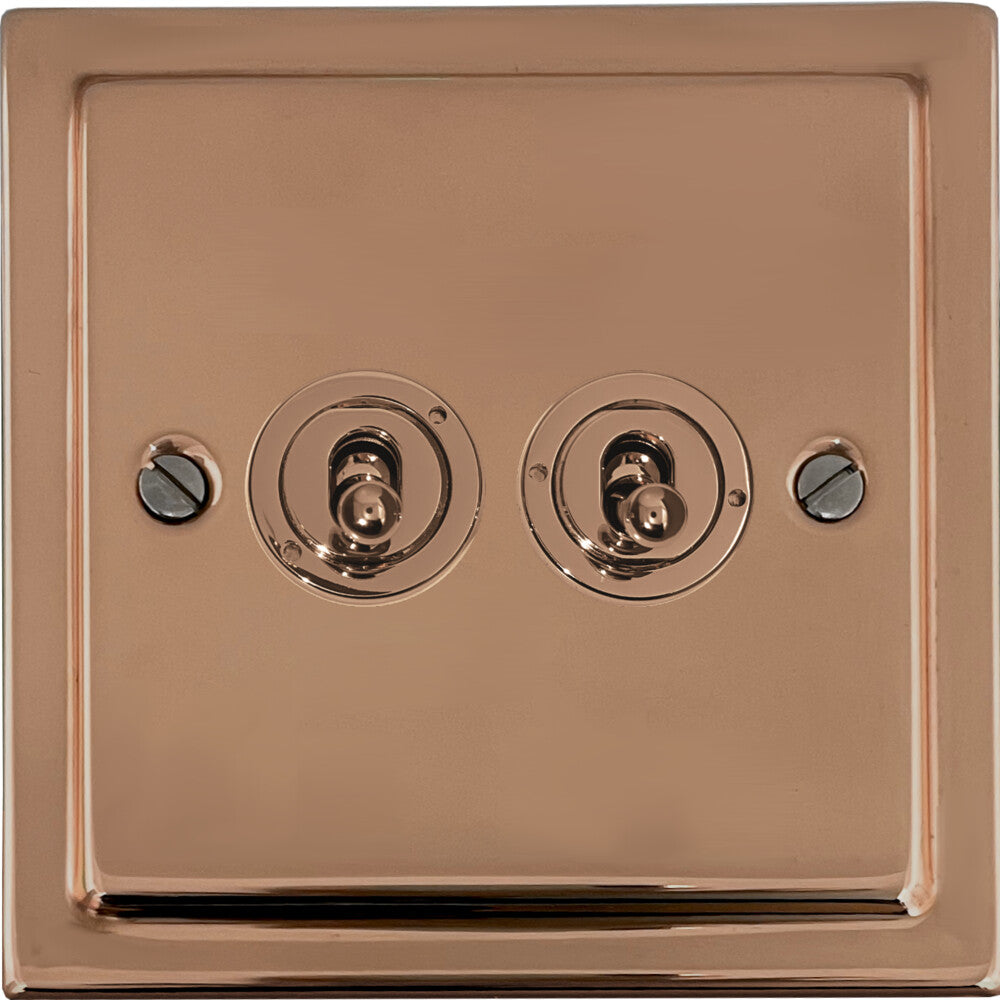 Victorian Polished Copper 2 Gang Toggle