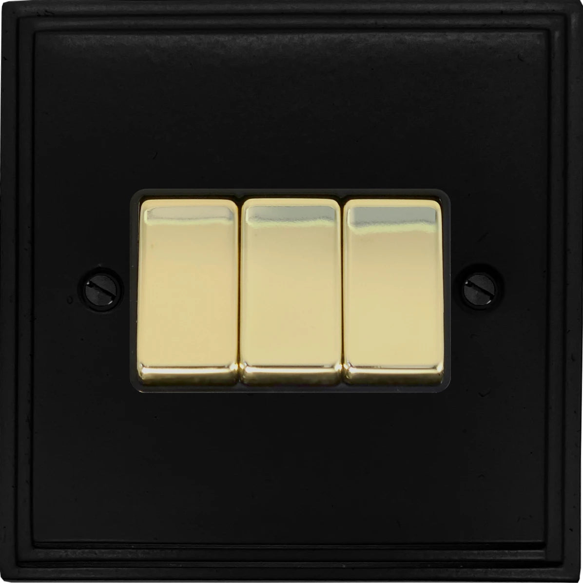 Victorian Flat Black 3 Gang Switch