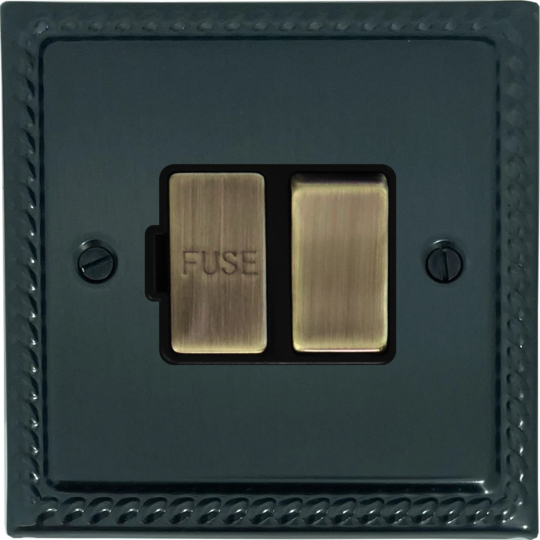 Georgian Black Bronze Switch Fused Spur (Antique Brass Switches)