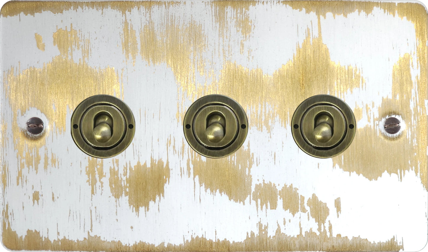 Flat Dover Bronze 3 Gang Toggle (Antique Brass Toggle)