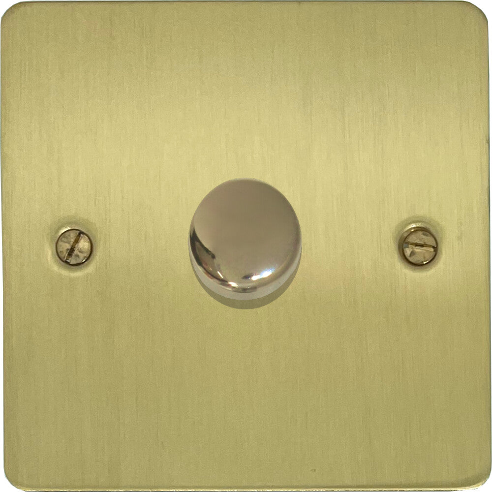 Flat Satin Brass 1 Gang LED Dimmer