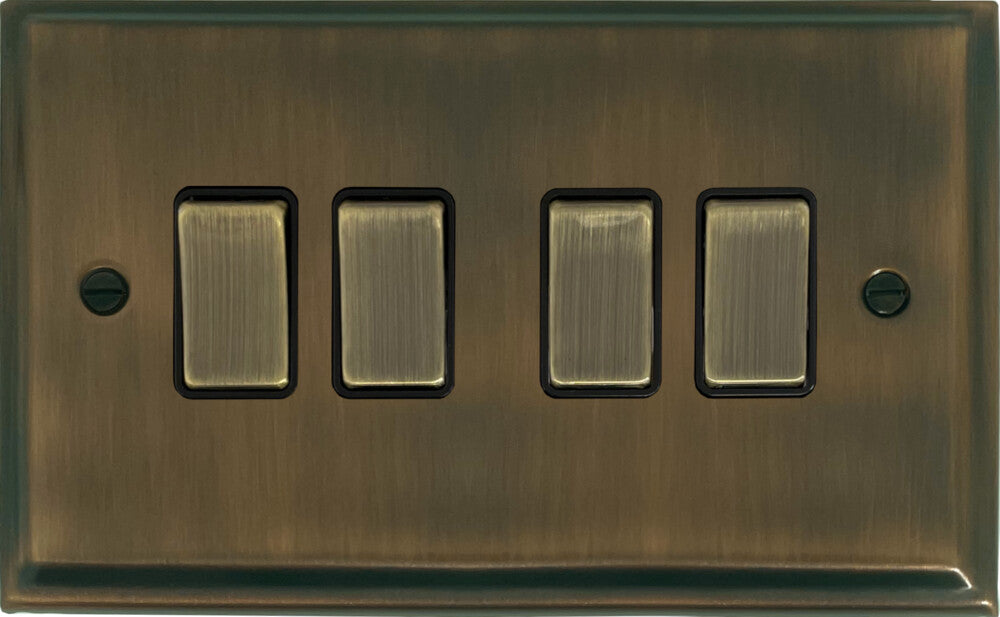Deco Antique Brass 4 Gang Switch (Brass Switches)