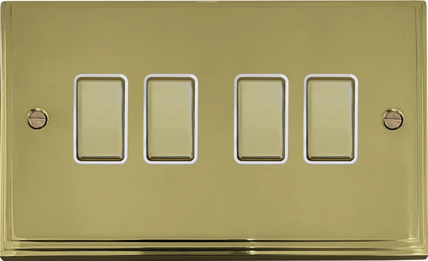 Victorian Polished Brass 4 Gang 2 Way Switch