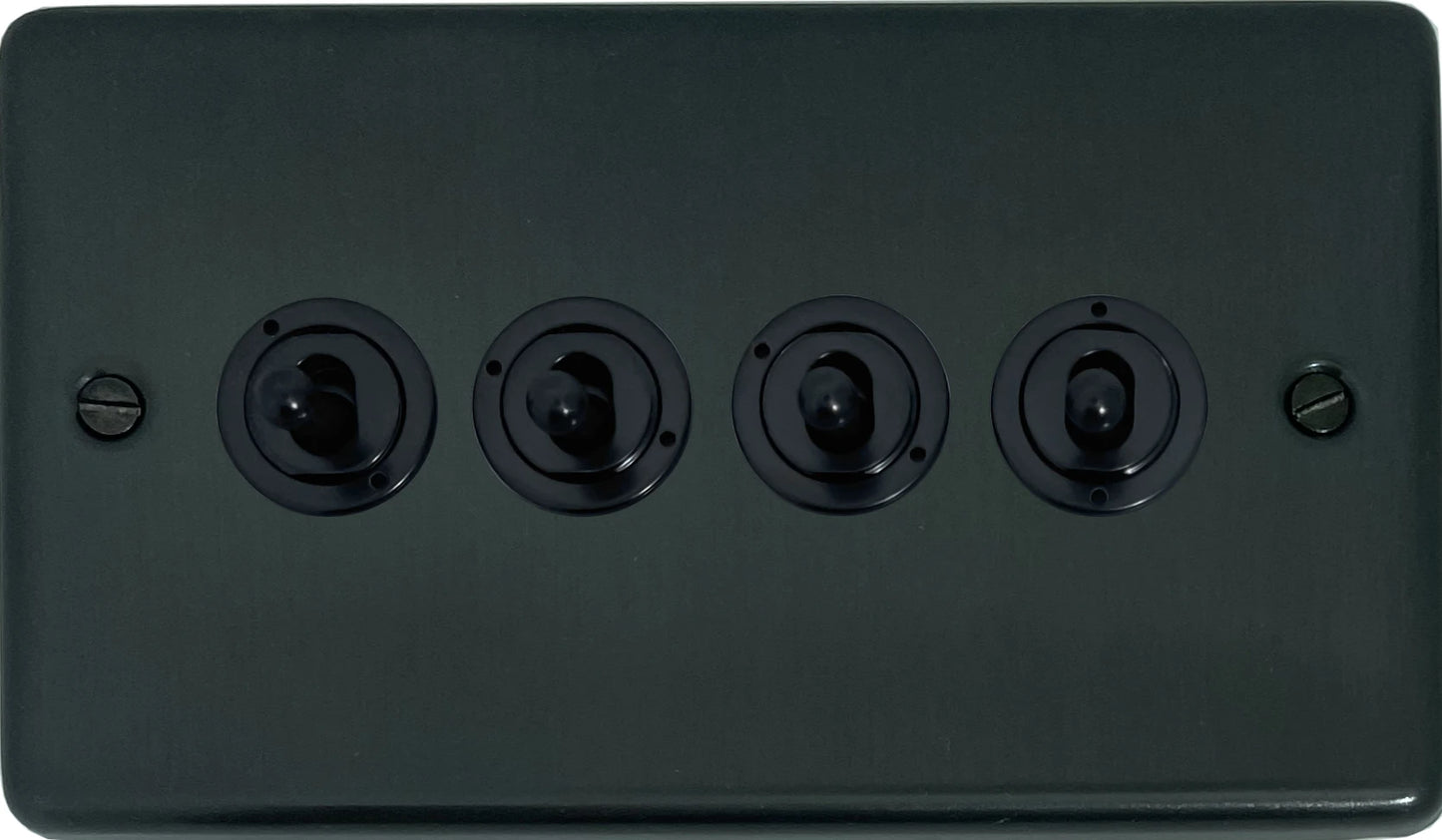 Contour Black Bronze 4 Gang 2 Way Toggle (Flat Black Toggle)