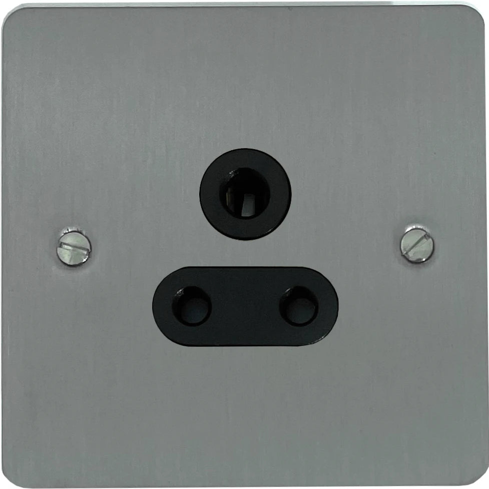 Flat Brushed Steel 5 Amp Socket