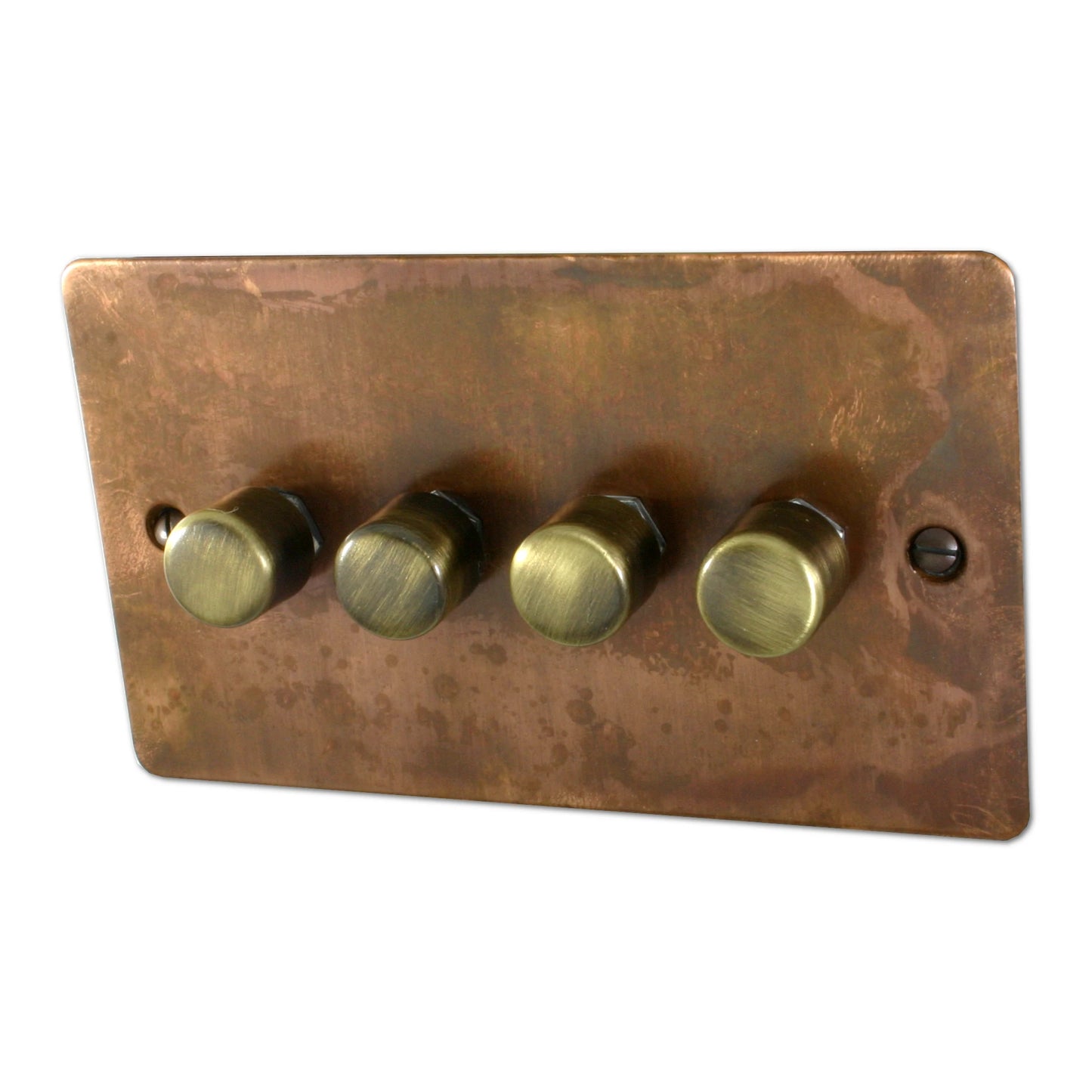 Flat Tarnished Copper 4 Gang LED Dimmer