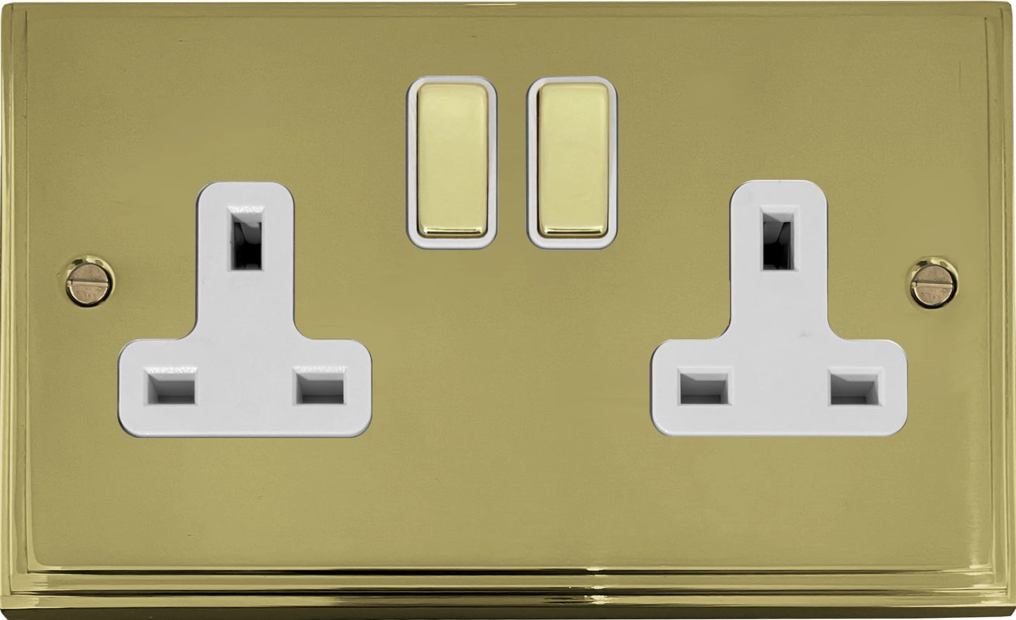 Victorian Polished Brass 2 Gang Socket