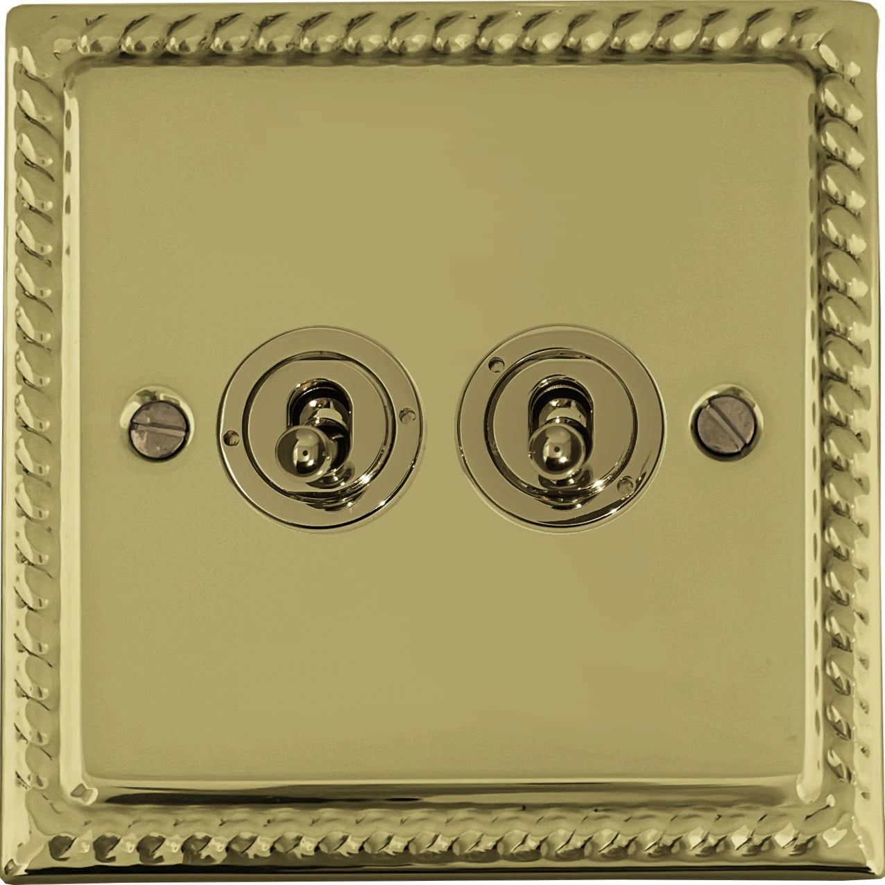 Georgian Polished Brass 2 Gang Toggle Switch