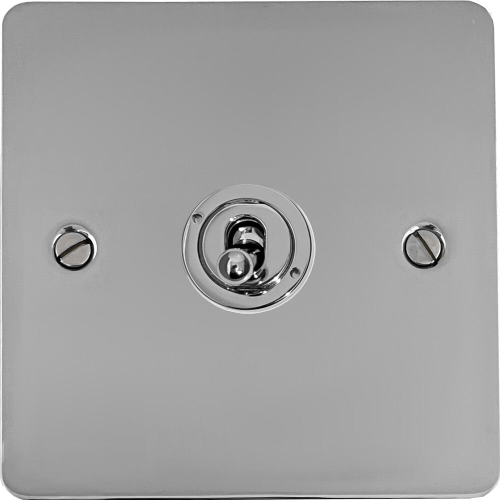 Flat Polished Chrome 1 Gang Toggle Switch
