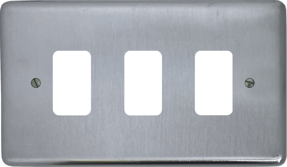 Contour Satin Chrome 3 Gang Grid Plate
