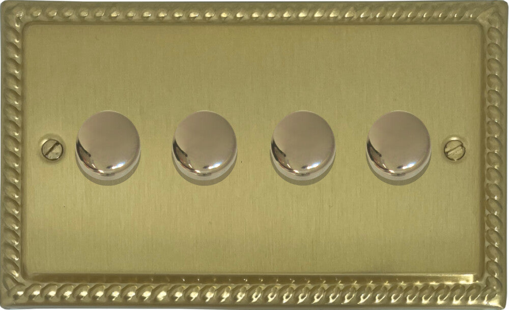 Georgian Satin Brass 4 Gang LED Dimmer