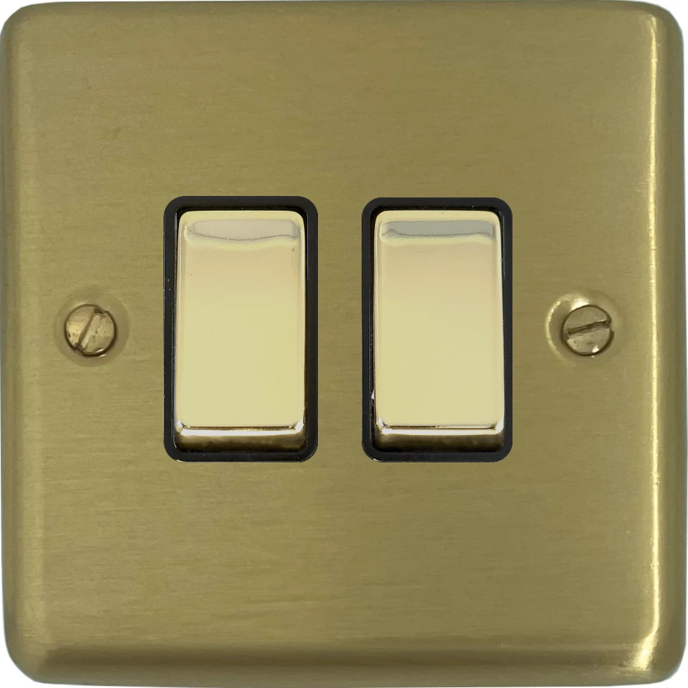 Contour Satin Brass 2 Gang Switch