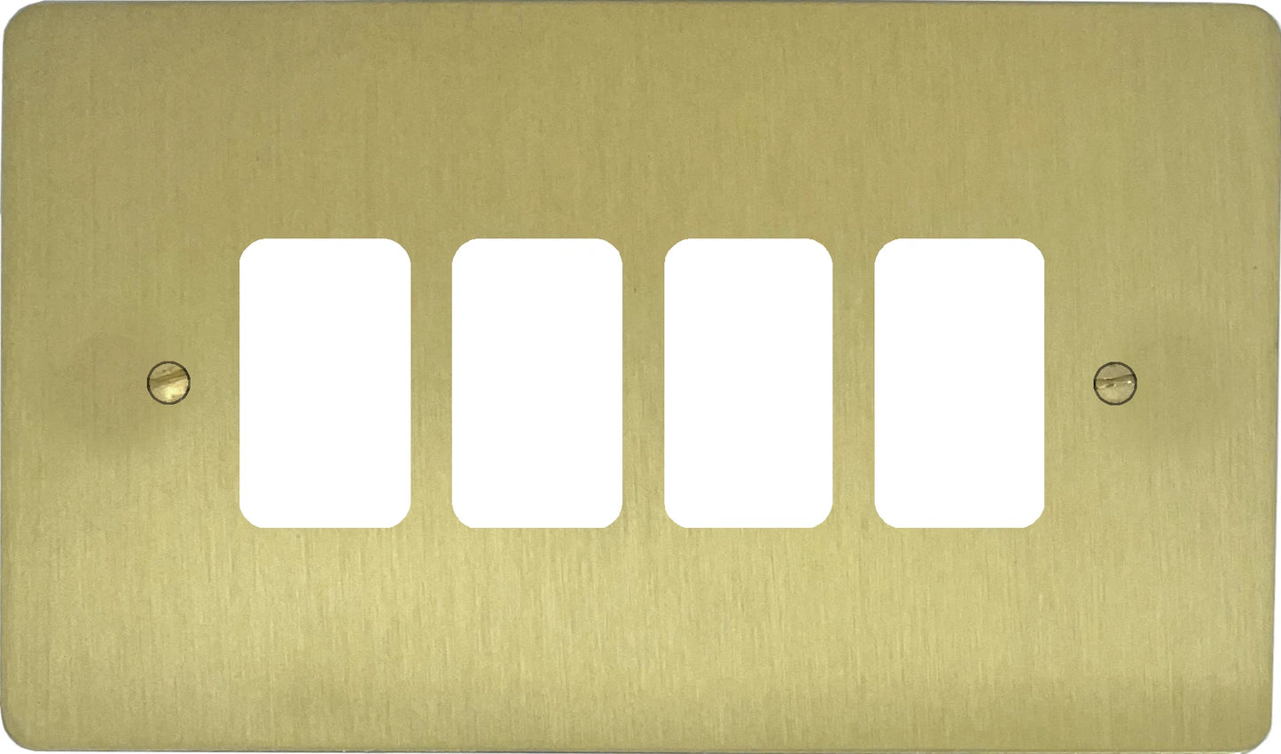 Flat Satin Brass 4 Gang Grid Plate