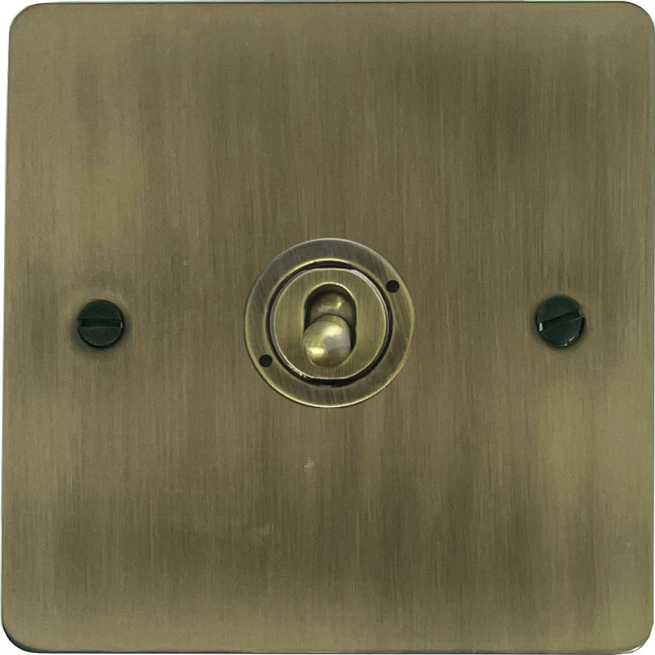 Flat Light Antique Brass 1 Gang Toggle Switch