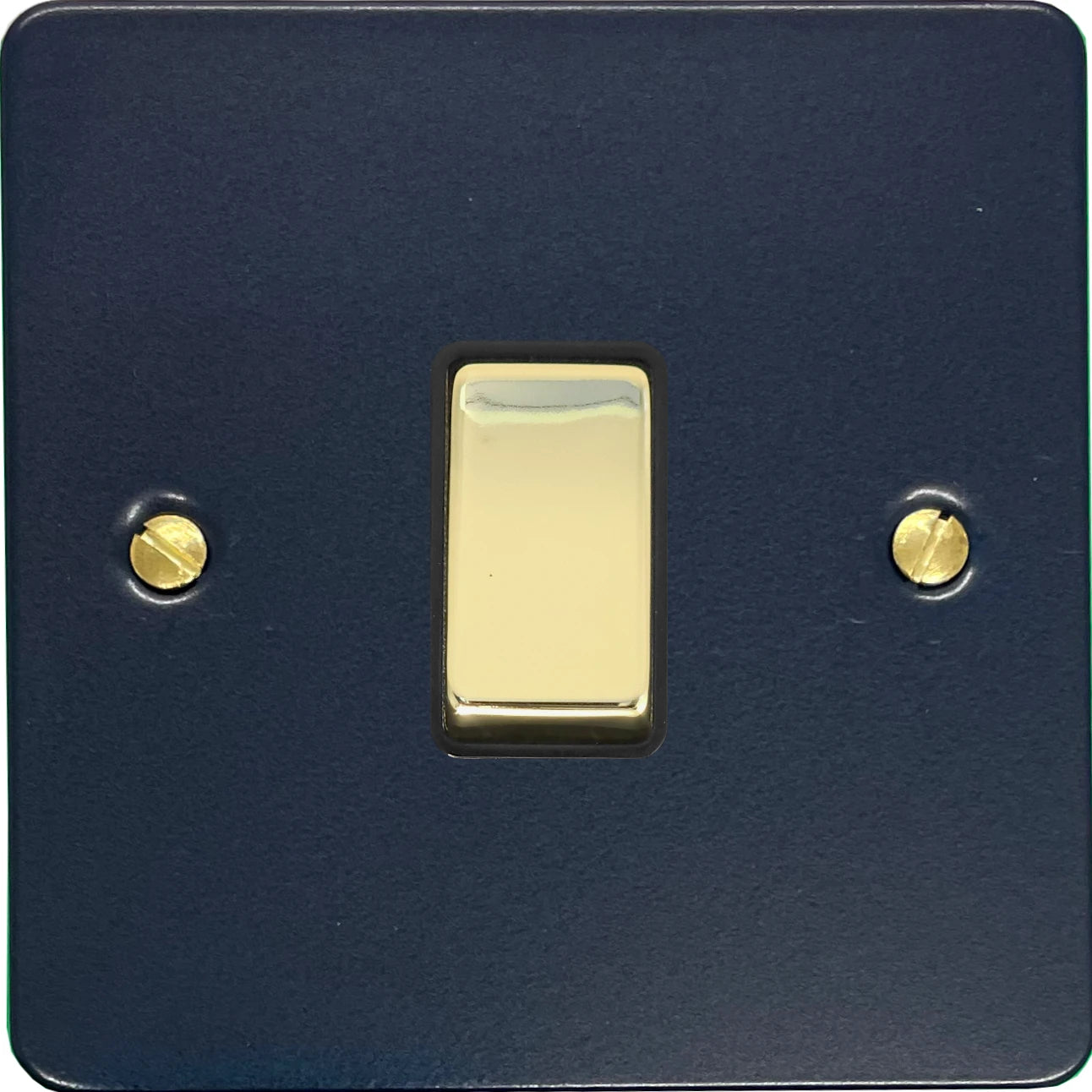 Flat Blue 1 Gang Switch (Polished Brass Switch/Black Insert)