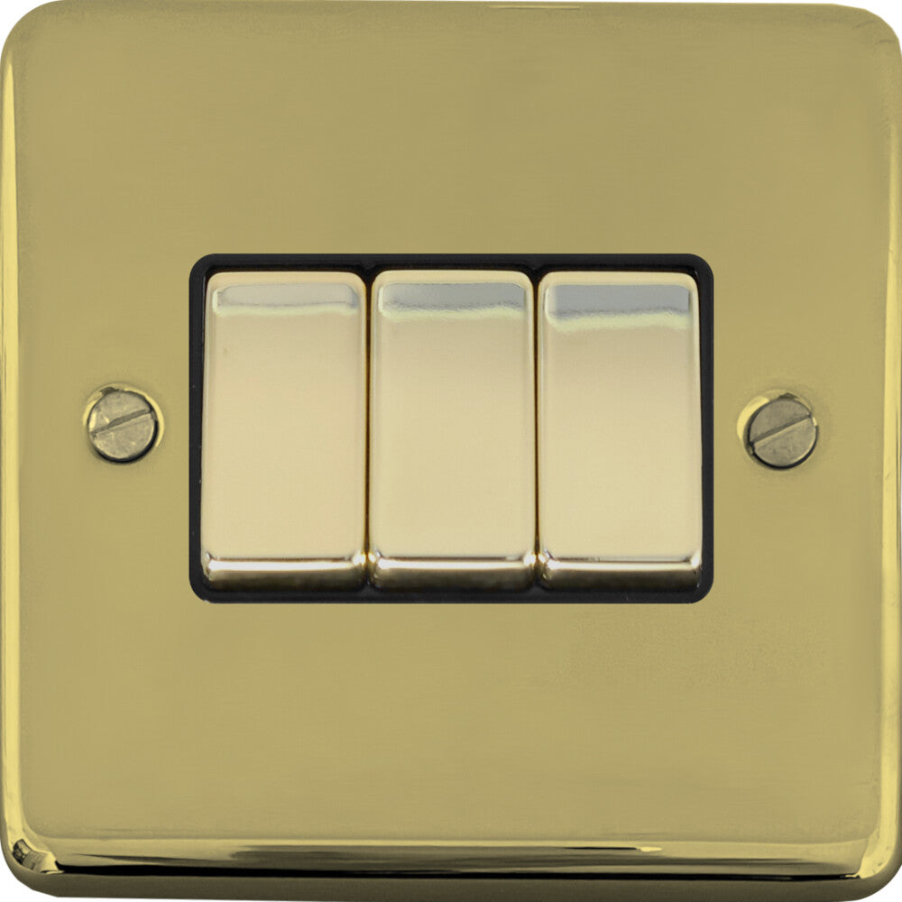 Contour Polished Brass 3 Gang 2 Way Switch
