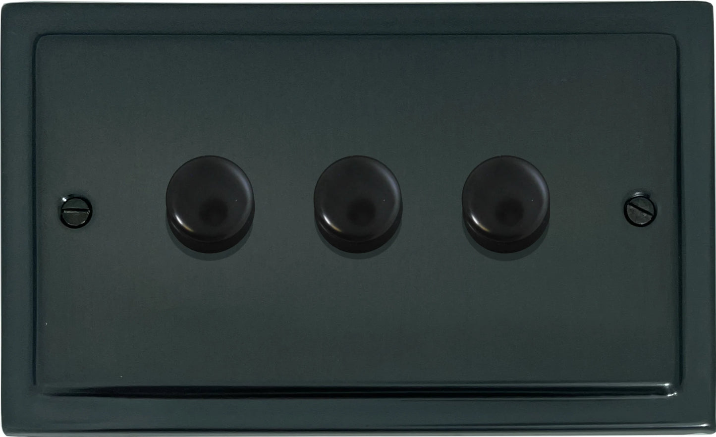 Victorian Black Bronze LED Dimmer (3 Gang)