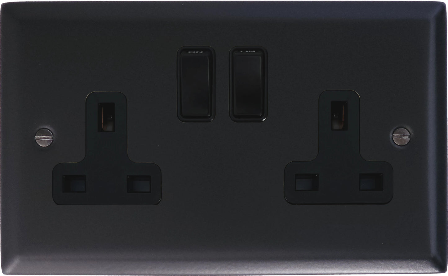 Spectrum Flat Black 2 Gang Socket