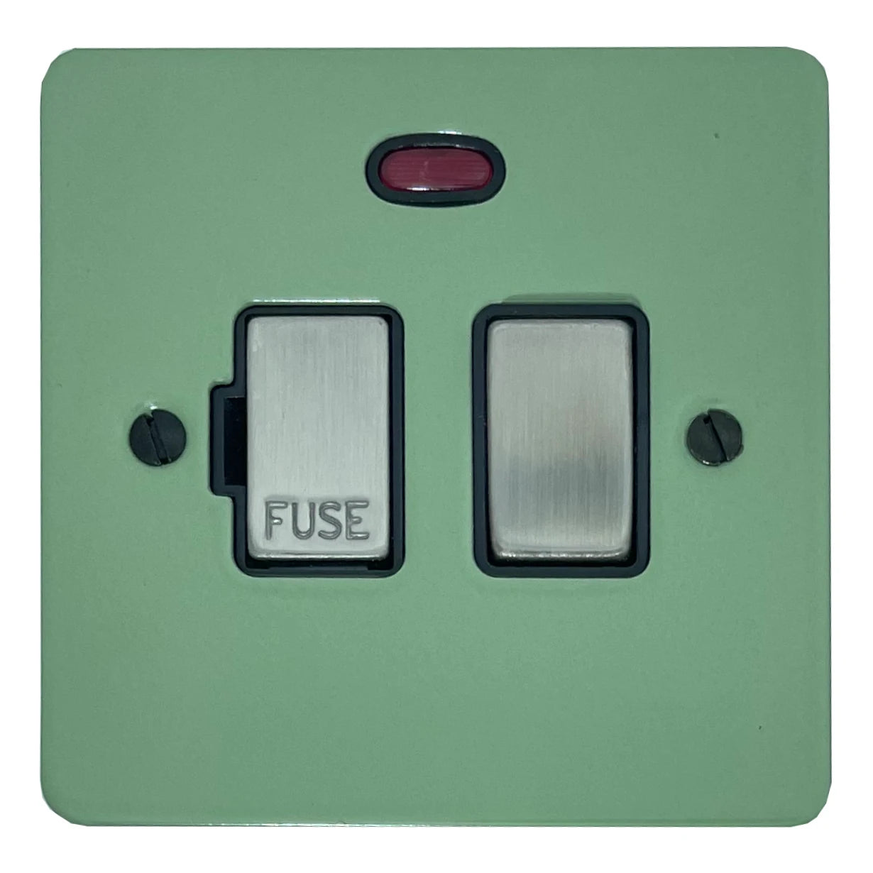 Flat Sage Green Switch Fuse Spur + Neon (Satin Chrome Switch/Black Insert)