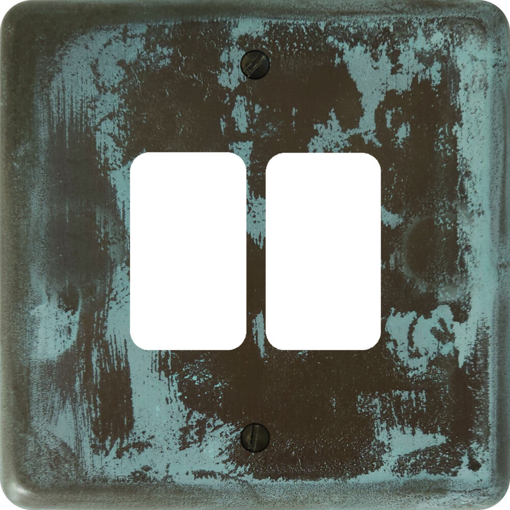 Contour Verdigris 2 Gang Grid Plate