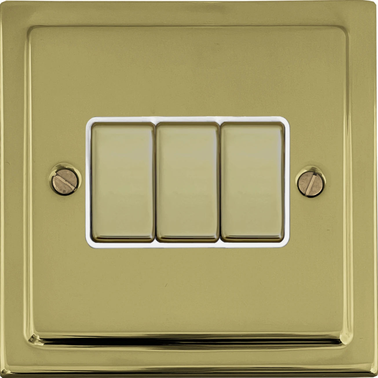 Victorian Polished Brass 3 Gang 2 Way Switch