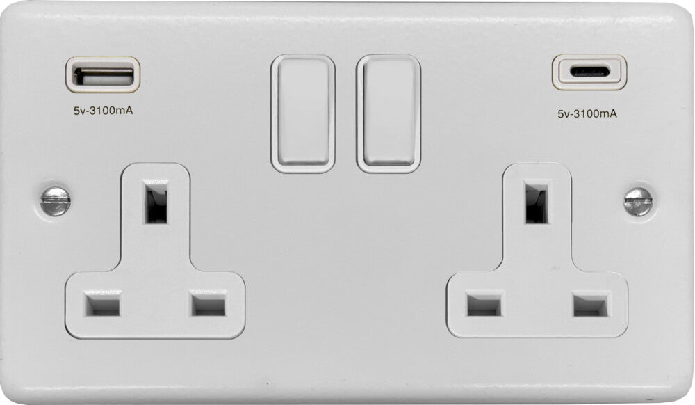 Contour Flat White Contour 2 Gang USBC Socket