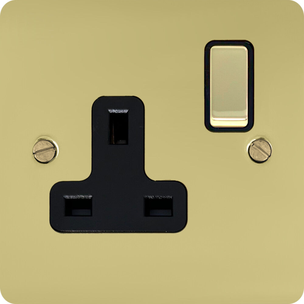 Flat Polished Brass 1 Gang Socket