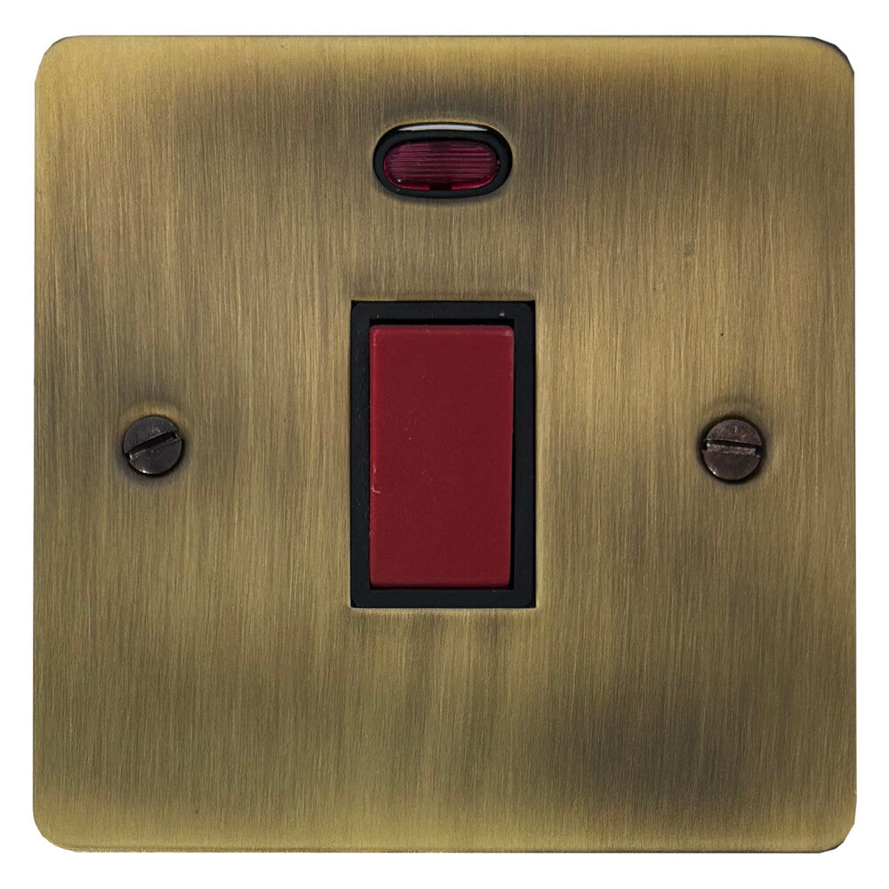 Flat Light Antique Brass 45 Amp Dp Switch & Neon