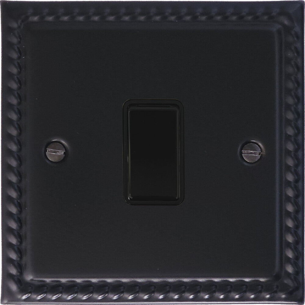 Georgian Flat Black 1 Gang Intermediate Switch (Black Switch)