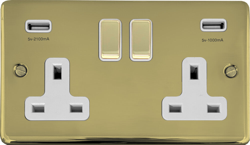 Contour Polished Brass 2 Gang Usb Socket