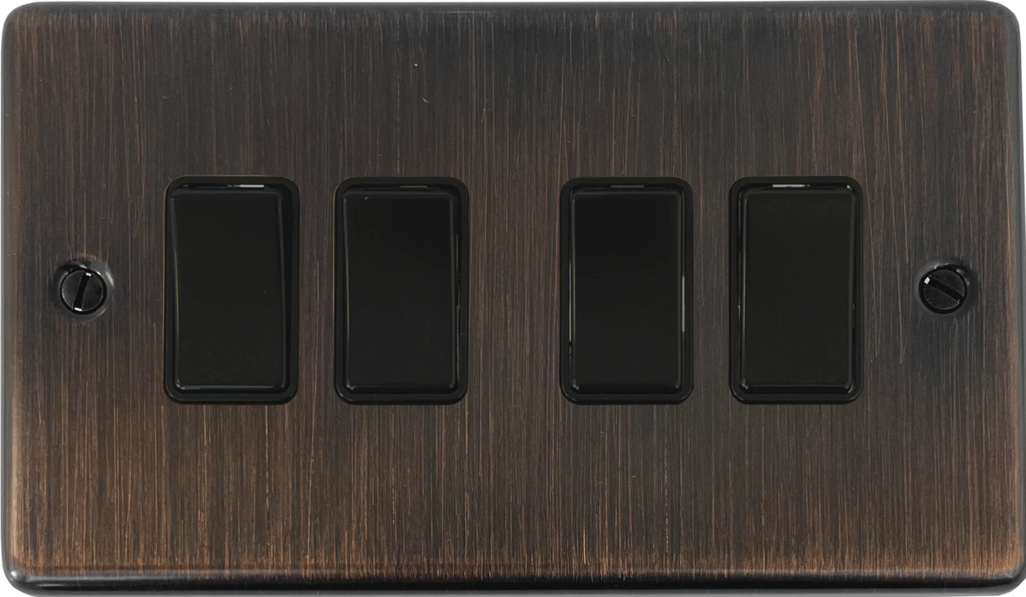 Contour Antique Copper 4 Gang Switch (Black Switch)