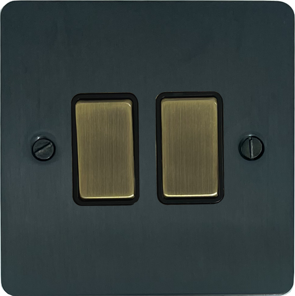 Flat Black Bronze 2 Gang Switch