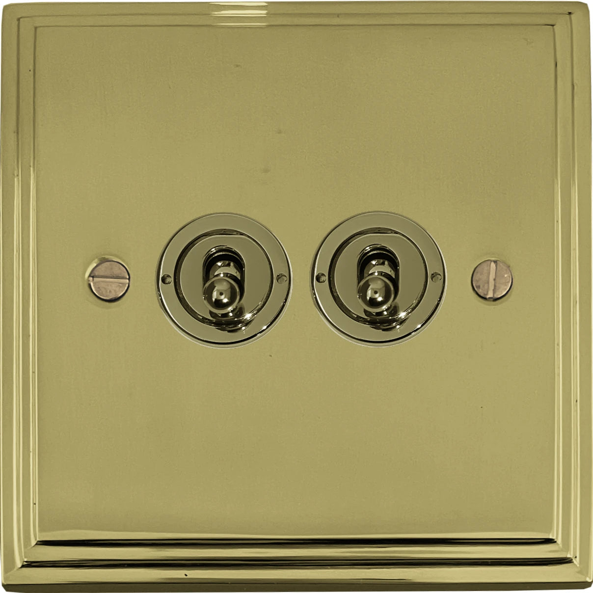 Victorian Polished Brass 2 Gang Toggle Switch