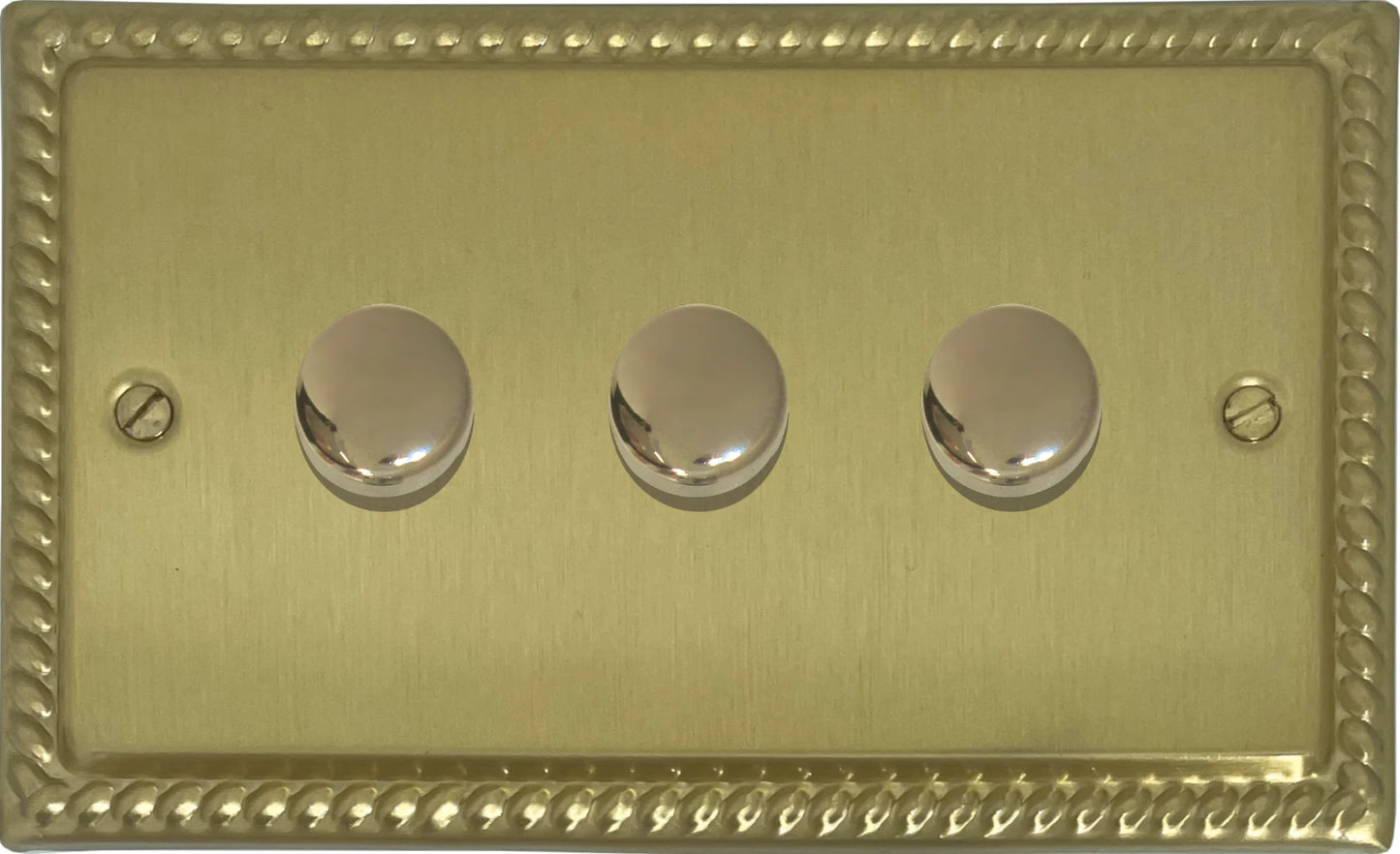 Georgian Satin Brass 3 Gang LED Dimmer