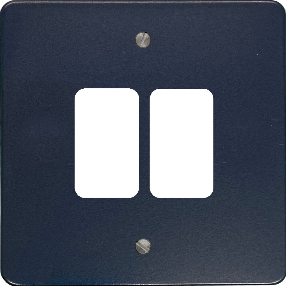 Flat Blue 2 Gang Grid Plate